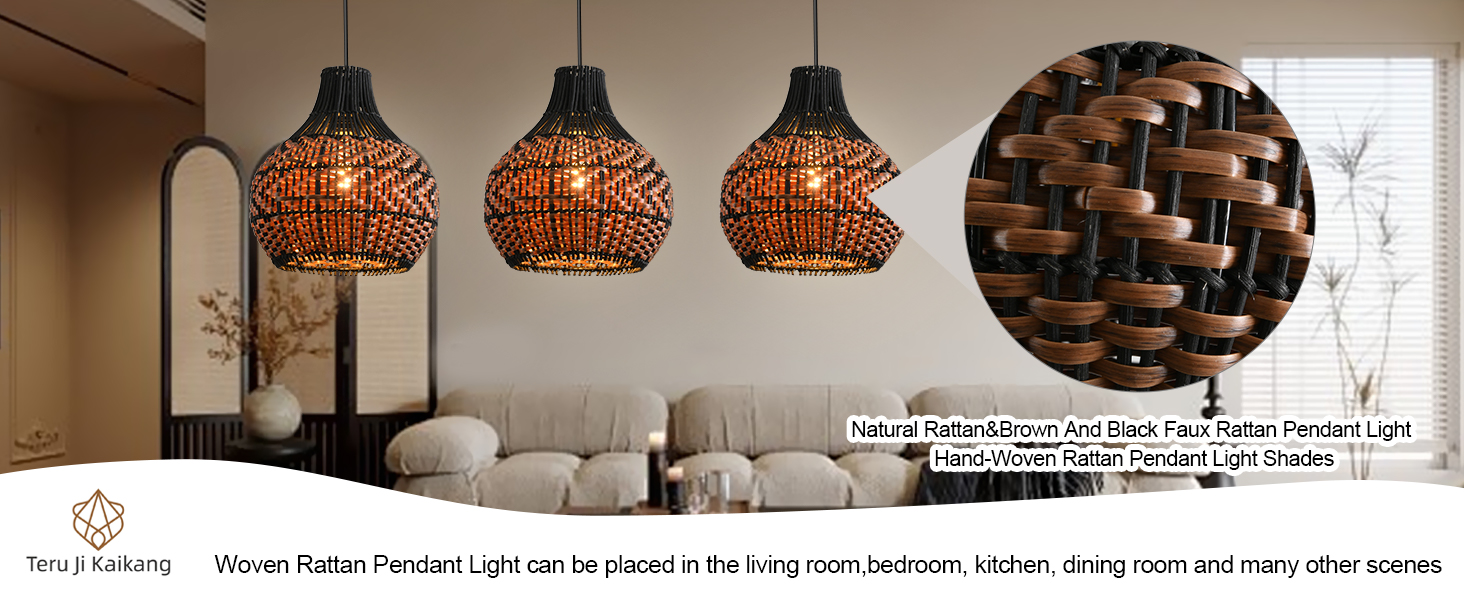 Watch Teru Ji Kaikang 3-Pack Rattan Pendant Light 10.24
